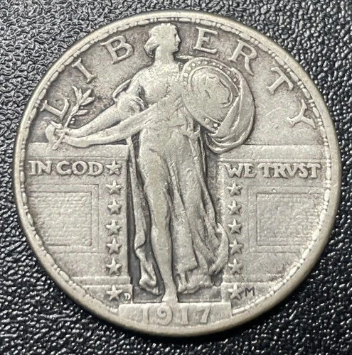 1917 D Type 2 Standing Liberty Quarter 25c XF Extra Fine Better Date
