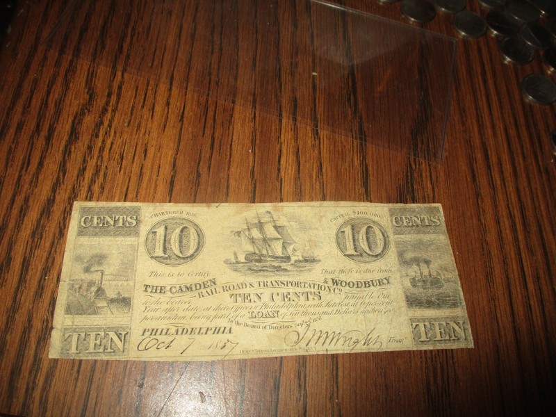 1837 TEN CENTS CAMDEN & WOODBURY RAIL ROAD & TRANSPORTATION CO PHILADELPHIA, PA.
