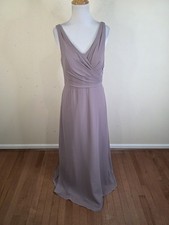 Azazie Long Chiffon Dress Formal Dusty Purple Sleeveless Pin Tuck Size A6 Maxi