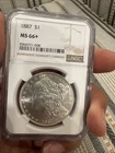 1887 P Morgan Silver Dollar $1 NGC MS66+