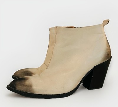 JOHN FLUEVOG Entrance Room 406 Heeled Leather Gray Cream Ombre Ankle Boots 9.5