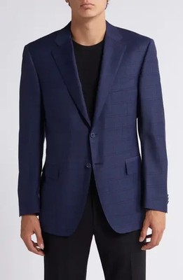 Canali Siena Men's Regular Fit 42 US / 52 EU Plaid Wool Sport Coat