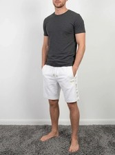 Boss Herren Sweatshorts weiß gold Logo Seite...