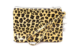 Fashion Zippered Wristlet Cosmetic Travel Case Bag Pouch - New - Cheetah