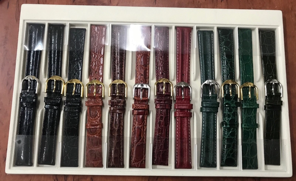 Lot De 12 Bracelets De Montre Jacques Lemans 16mm - En Cuir, Couleurs Assorties, Avec Défauts