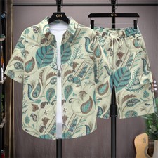 Mens Sweatsuits 2 Piece Short Sleeve Hawaii Shirt Tracksuit Sets Shorts Suits
