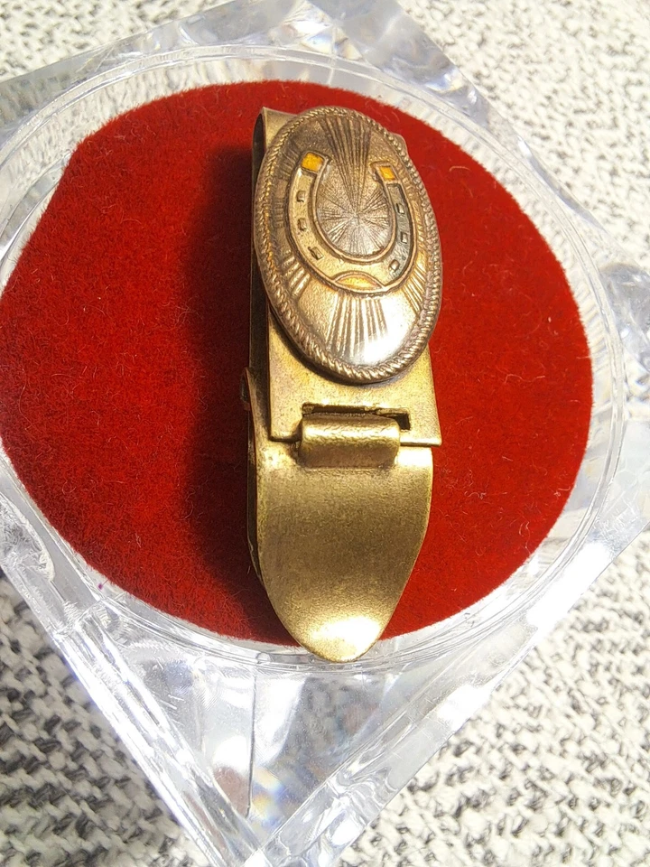 Antiguo clip de corbata ruso de la década de 1920 latón esmalte transparente coleccionable raro antiguo  Foto 2 de 4