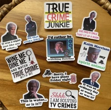 Dateline Inspired Keith Morrison TRUE CRIME Sticker Set of 11 Pesky DNA