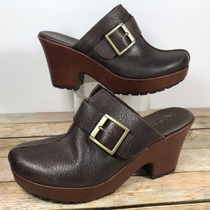 brown platform clogs
