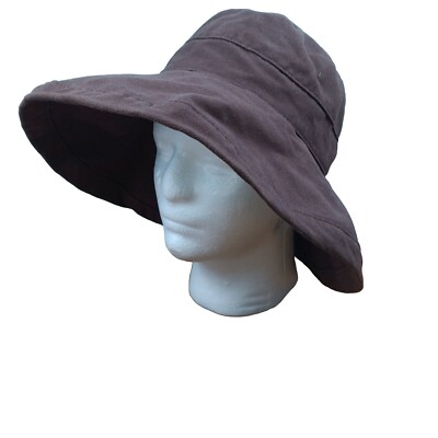 Scala Women's Brown Packable Cotton Sun Hat with Inner