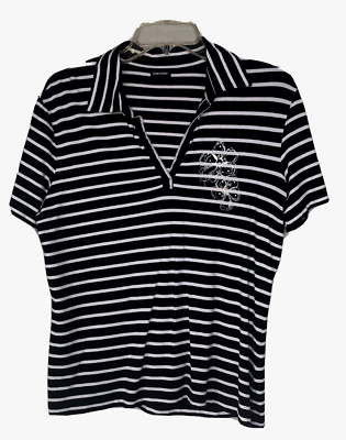 Gerry Weber Women s polo shirt 10 preppy Coastal Stretch Breton Striped floral
