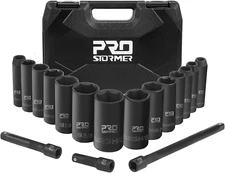 1/2" Drive Impact Socket Set,  17-Piece 3/8" to 1-1/4" SAE Standard Deep Socket