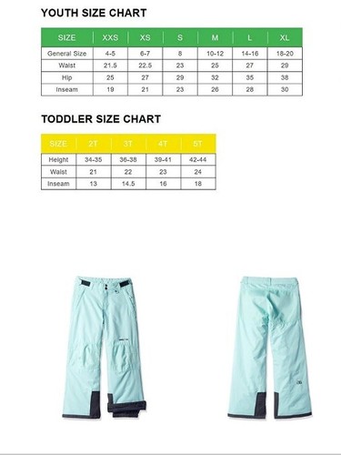 Arctic Insulated Snow Outdoor Pants Kids XL Unisex Azure Water Resistant Wind - Picture 3 of 12