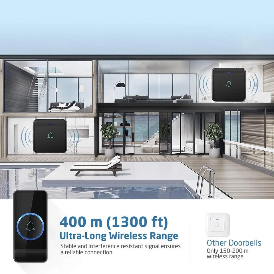 AVANTEK Funkklingel Türklingel Funk Große Reichweite Aussen Wasserdicht Haustür - Bild 2 von 4