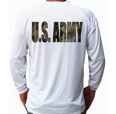 US Army Military Long Sleeve UPF 30 T-Shirt Fishing Boat Sun UV