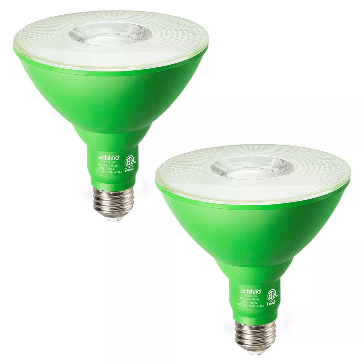 EDISHINE 2 Pack PAR38Dimmable Green Flood Light Bulbs Outdoor LED Light bulb 18W