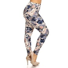 Reg One Size Womens Floral Printed High Waisted Knit Leggings In Skinny Fit