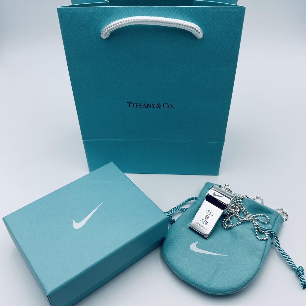 NWT Nike x Tiffany & Co. Whistle Necklace in Silver 32” Beaded