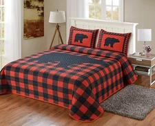 Buffalo Plaid 3 Piece Queen Size Quilt Bedding set(1 blanket and 2 pillow shams)