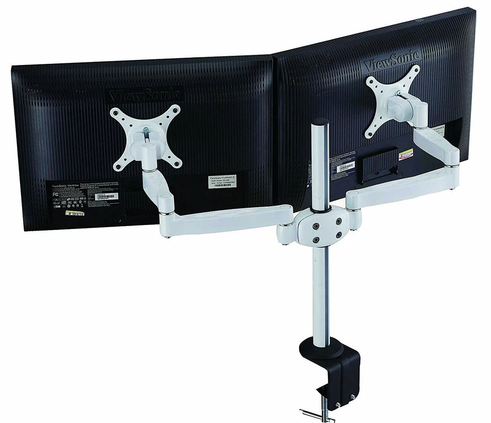 AM05 Double Twin Monitor Arm Desk Stand Mount w/ Adjustable Height & Brackets - Image 4 of 4