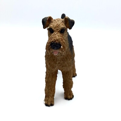 Vintage Handcrafted Airedale Terrier Figurine Unknown Provenance Circa 1990s