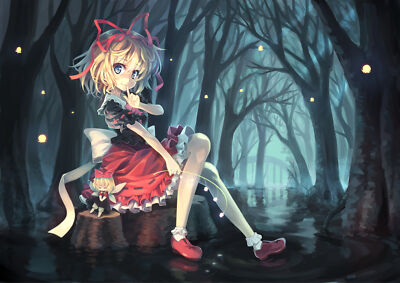 Anime touhou blonde hair blue eyes doll dress forest  Custom Playmat Mat Pad
