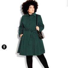 Nwt City Chic Blushing Belle Coat Fur Trim - Jade Size 20