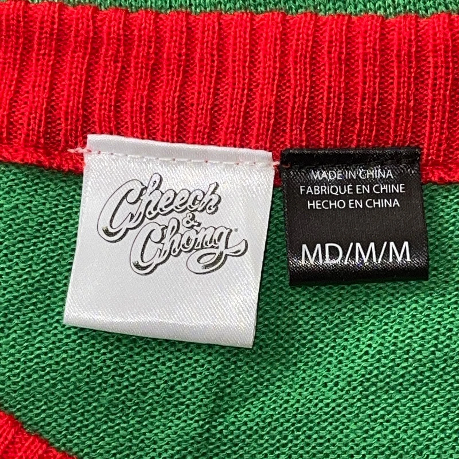 Cheech and Chong Stoner Weed 4:20 Ugly Christmas Sweater Size Medium