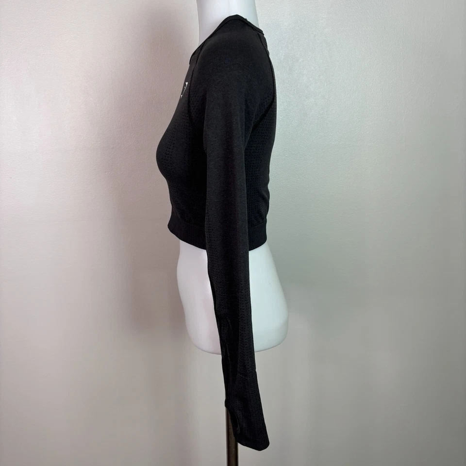 Top corto sin costuras Gymshark Vital medio gris carbón compresión ajustado Foto 4 de 4