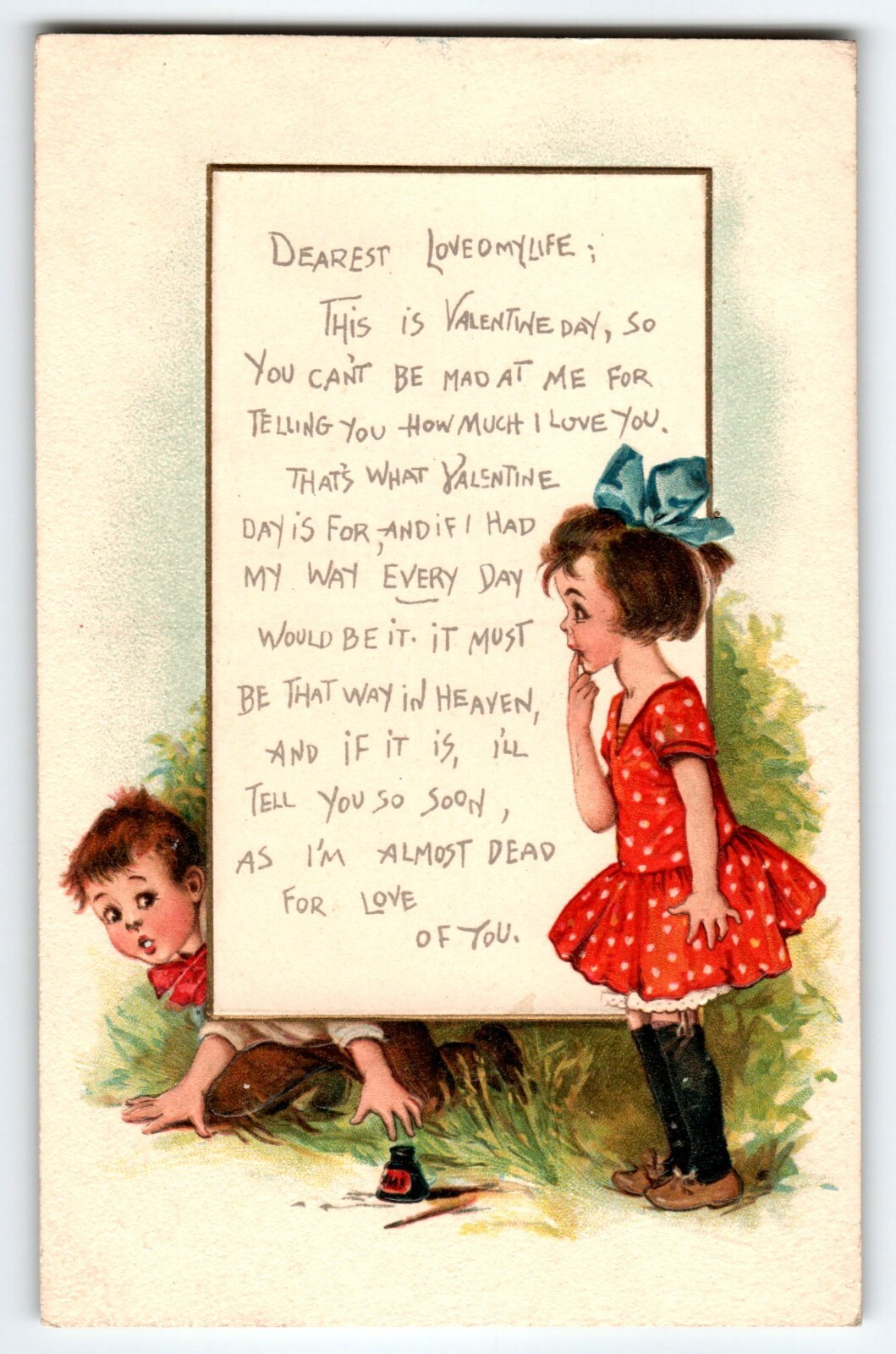 Frances Brundage Valentine Postcard 1910's Germany Love Letter 1406 Gabriel