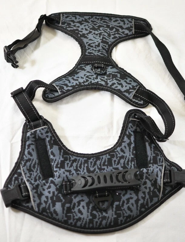 dog harness padded size XX large adjustable back handle & hook blue & black