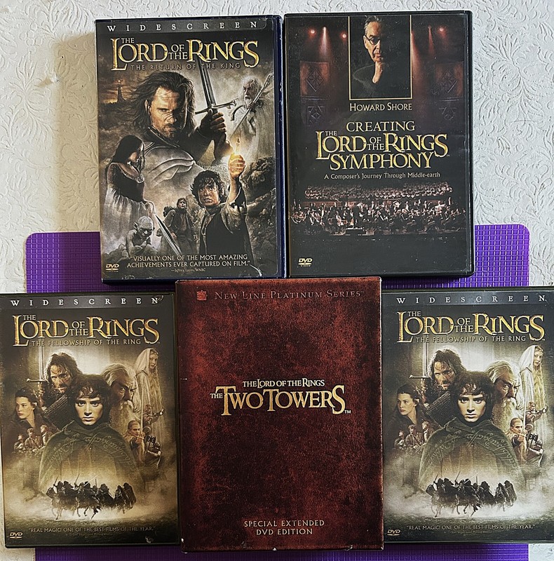 5 Lord Of The Rings DVD's-Fellowship Of The Ring--Return Of The King--Two Towers