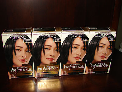 Lot of 4 Loreal Preference Fade Defying Hair Color & Shine 2 Natural Black