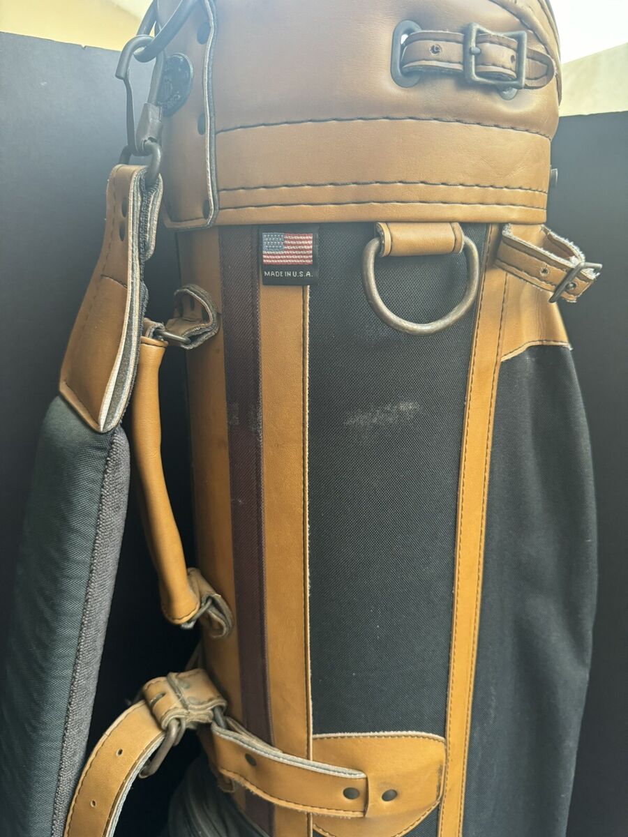 Vintage Ron Miller Pro Model Golf Bag Leather Green/Brown 6 Vintage Ron Miller Pro Model Golf Bag Leather Green/Brown 6