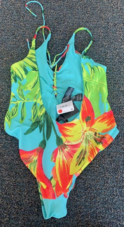 ZARA  WOMEN  ACCESSORIES FLORAL SWIMSUIT SIZE L  RN# 77302 - Image 3 of 4