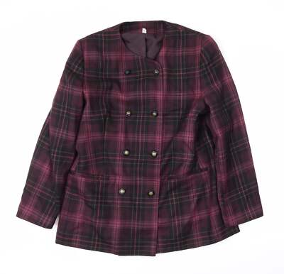 Wollmischung Mark Damen lila kariert Erbse Mantel Blazer Größe 16