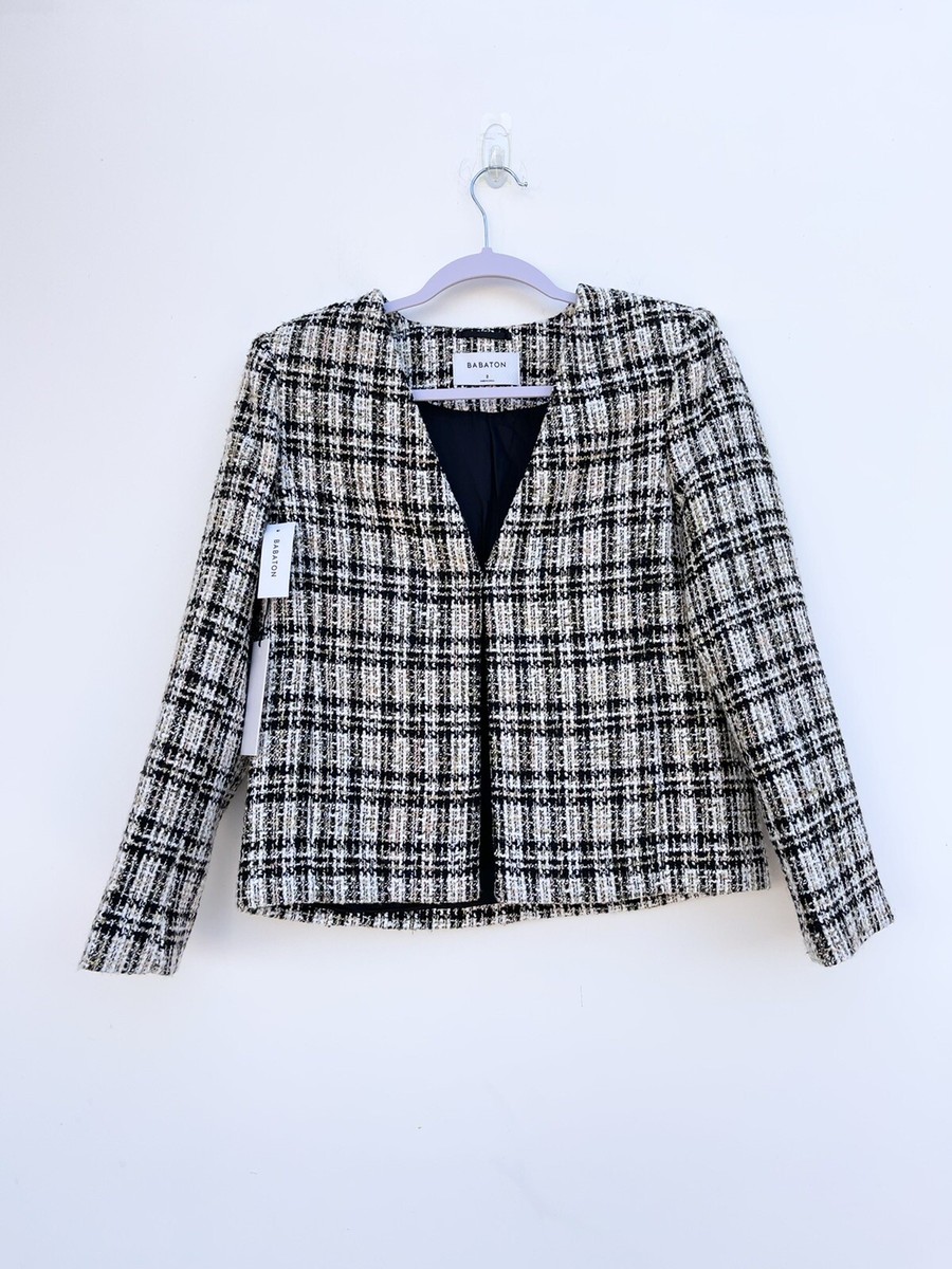 Babaton Aritzia Tretter Blazer Black/Pastel Tweed Size