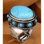 Statement Semi Stone Turquoise Large Ring One Size Women's