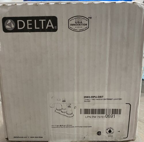 Delta Linden Centerset 2Handle Bathroom Faucet w/Drain Chrome 2593-MPU-DST - Picture 2 of 6