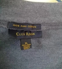 Pima Cotton Club Room Men's Solid Blue Mock Neck Turtleneck Shirt XL Used Good 