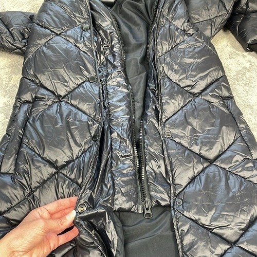 NWT Noize Amiya Long Length Puffer Jacket Black Quilted Hooded Warm Sz XS - Picture 8 of 16