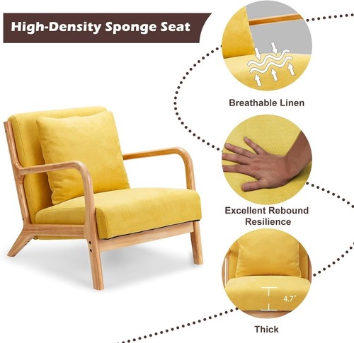 Mid-century Armchair Tub Chair Modern Reading Chair Accent Chair for Living Room - Picture 16 of 48