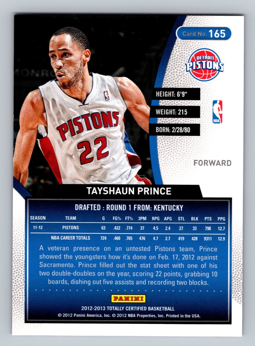2012-13 Totally Certified Basketball #165 Tayshaun Prince 92/299