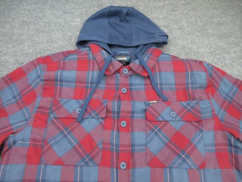 Tony Hawk Shacket Mens XXL 2XL Blue Red Plaid Quilted Full Zip Hooded NEW - Picture 4 of 16