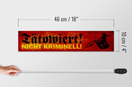 Holzschild Spruch 46x10cm tätowiert nicht kriminell Holz Deko Schild wooden sign - Picture 5 of 5