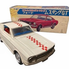 Yoshiya Taiyo Ford Mustang GT Tin Litho Toy Car Non-Fall Mystery Action Boxed 