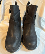 Women s Black Ankle Booties Buckle Strap Roun...