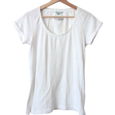 White Stuff Womens 100% Cotton Scoop Neck Slub T-Shirt Size 10 Minimalist Chic