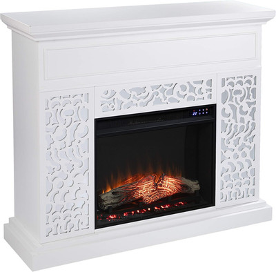Wansford Modern White & Mirror Electric Fireplace for Cozy Ambiance