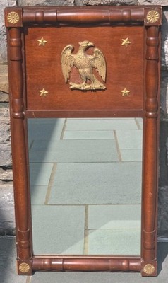 VTG Rustic American Eagle Cherry Wood Hanging Wall Mirror House Decor Homecore